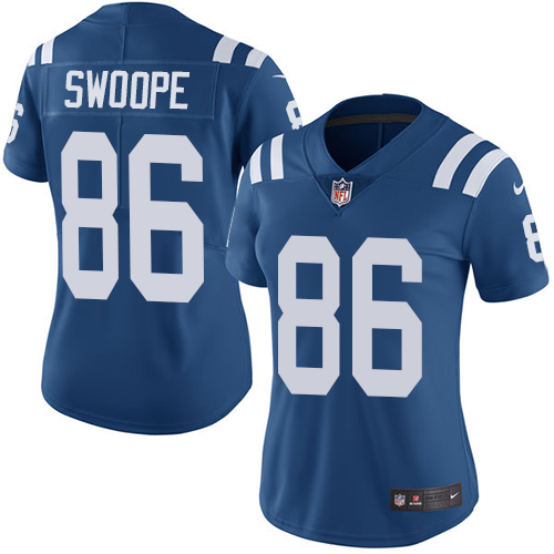 Indianapolis Colts 86 Limited Erik Swoope Royal Blue Nike NFL Home Women Vapor Untouchable jerseys